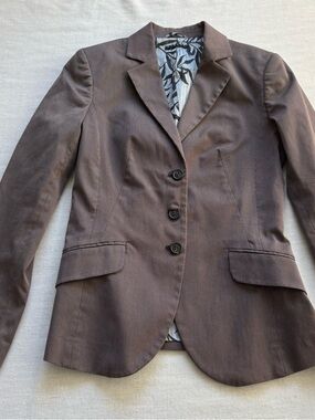 Sisley Vintage Brown Three Button Blazer IT42 S Structured Tailored Jacket